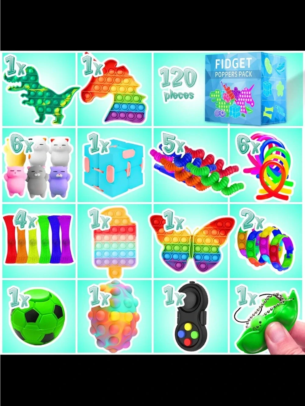 Fidget Poppers Pack - 120 Multicolor Poppers-new sealed box